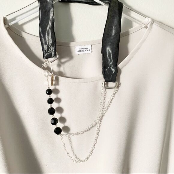 JEWELED ART Handcrafted Satin Nights Ribbon Necklace - Picture 8 of 8